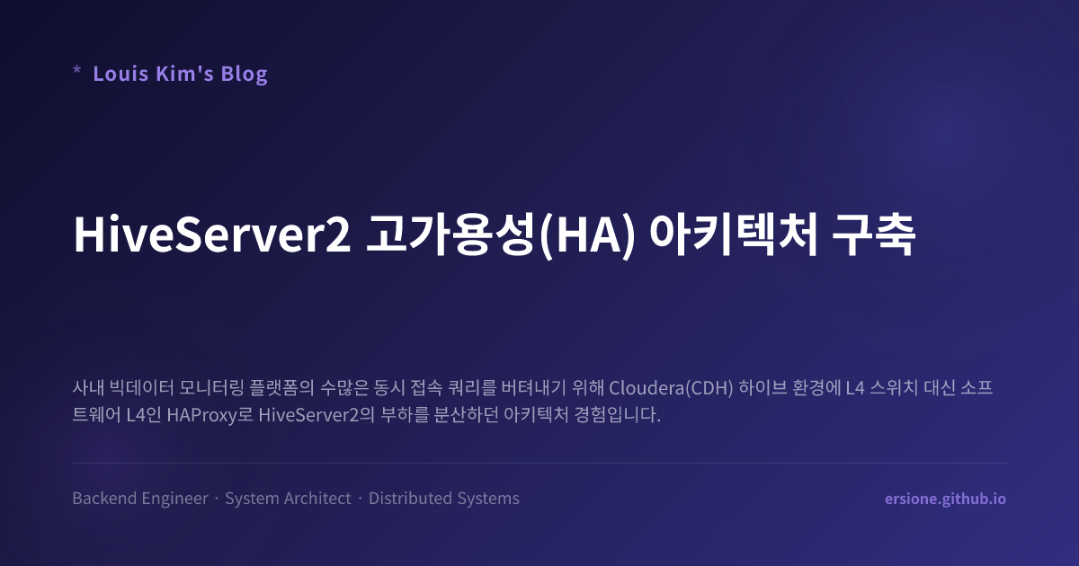 HiveServer2 고가용성(HA) 아키텍처 구축 — Louis Kim's Blog